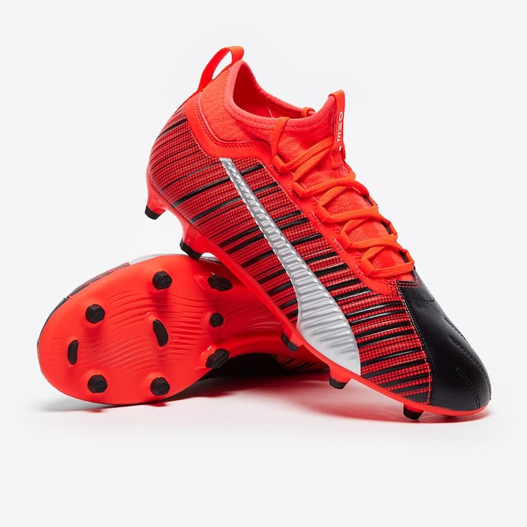 Puma ONE 5.3 Firm Ground Boots - Black/Red/Silver | SOCCERX