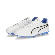 Puma King Pro FG/AG - PUMA White-PUMA Black-Blue Glimmer-Ultra Orange